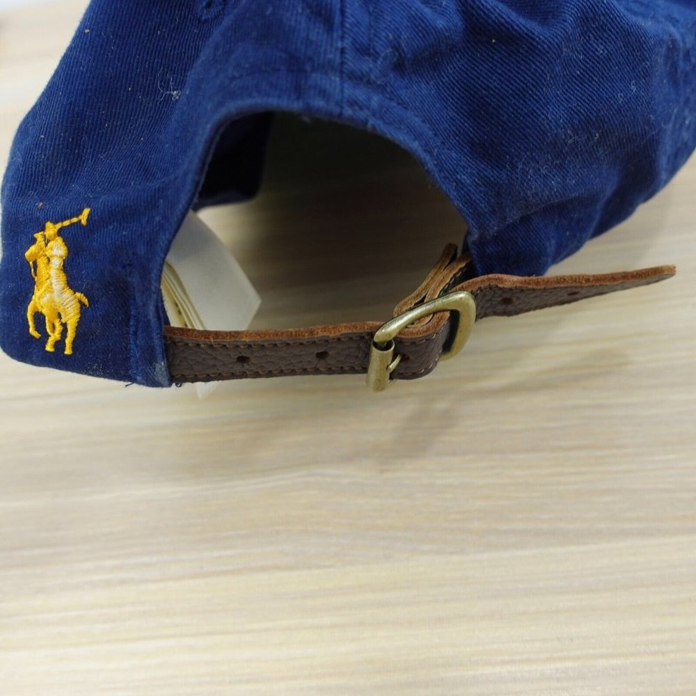 Polo Ralph Lauren Hat Mens Blue Navy Cap USA Flag Logo Pony Cotton Leather Strap - Picture 3 of 12
